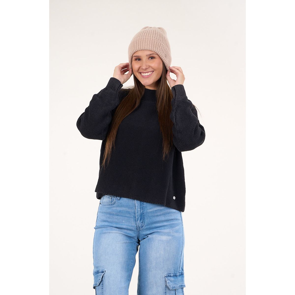 POLEMIC - Sweater mujer algodon con proceso Negro Polemic