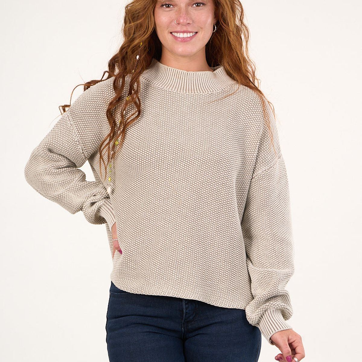 POLEMIC - Sweater mujer algodon con proceso beige Polemic
