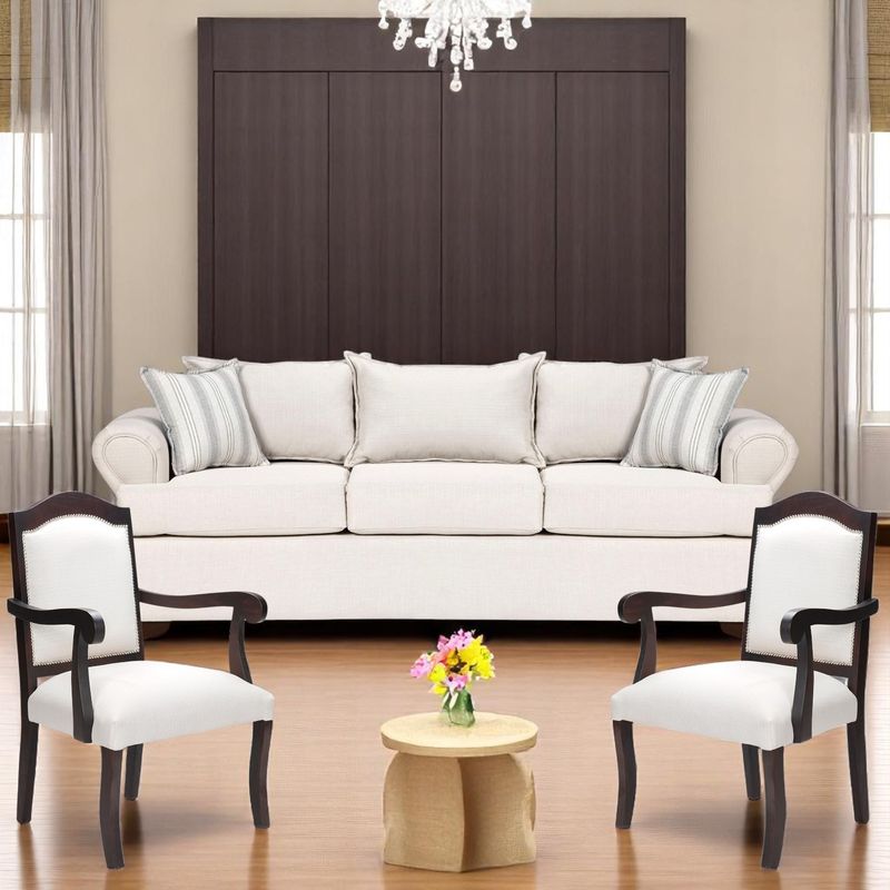 SITIAL HOME - LIVING 311  ANTONIA BONE SOFA 3 CUERPOS RESORTES  2 SITIALES MADERA