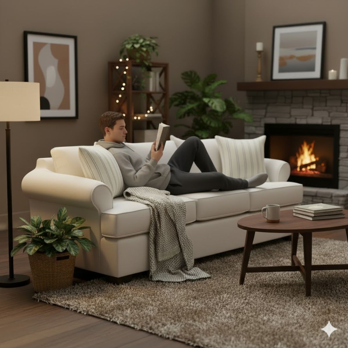 SITIAL HOME - Living 311 Antonia blanco crudo Sofa 3 Cuerpos resortes + 2 Sitiales