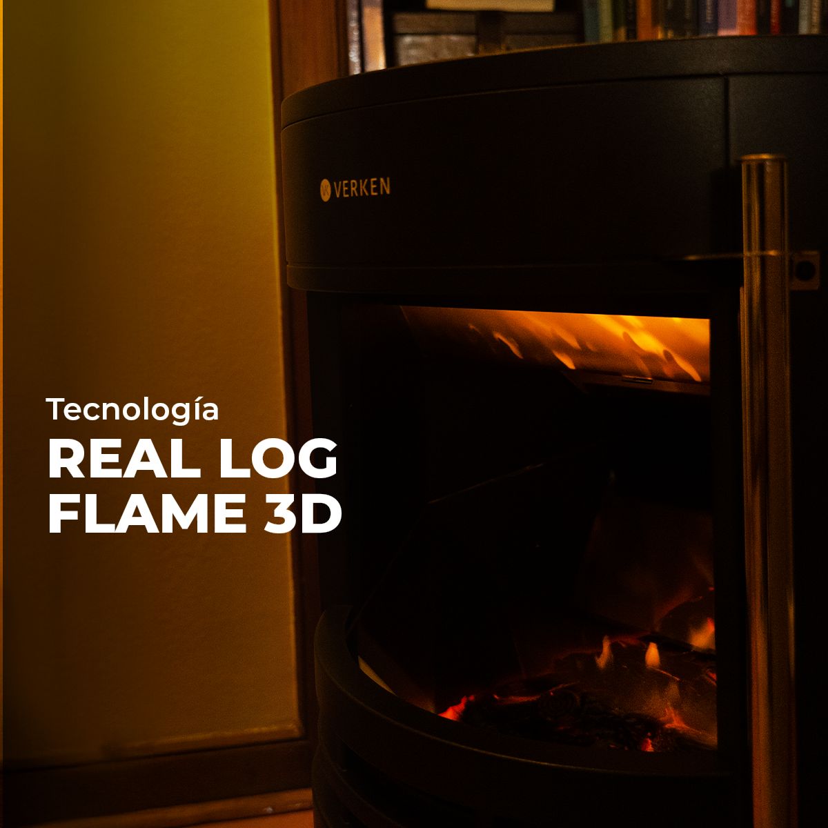VERKEN - Calefactor Chimenea Eléctrica Krakatoa Llama LED 3D - Verken