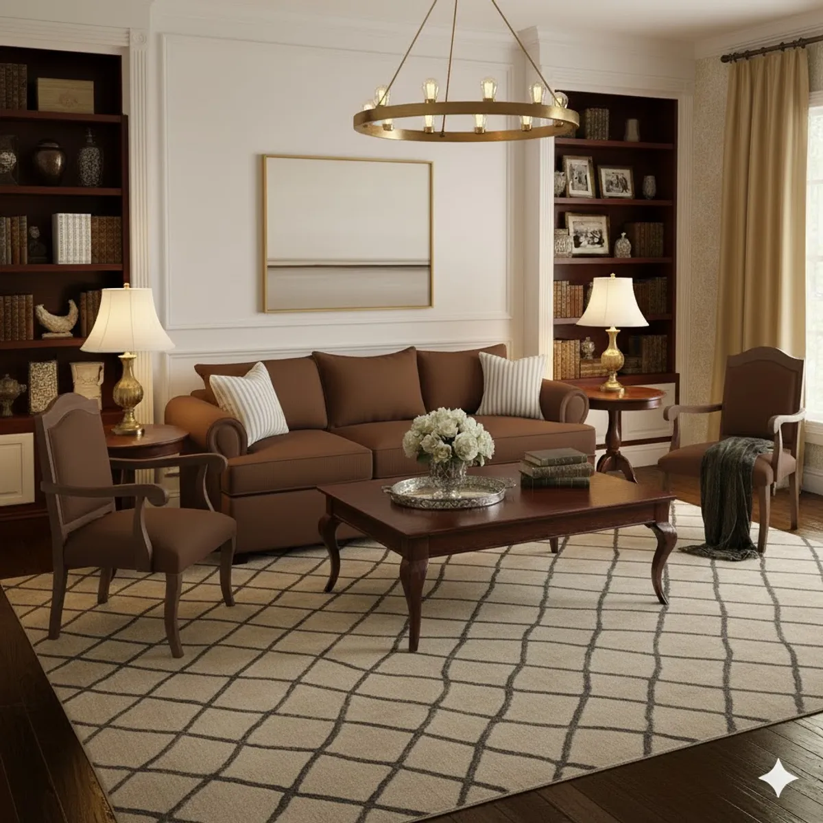 SITIAL HOME - Living 311 Antonia Cafe Sofa 3 Cuerpos de resortes + 2 Sitiales Madera