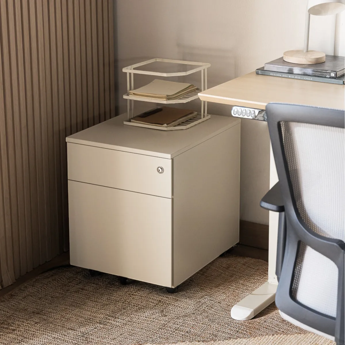 AMOBLE - Cajonera Bosten Rodante Beige Amoblé