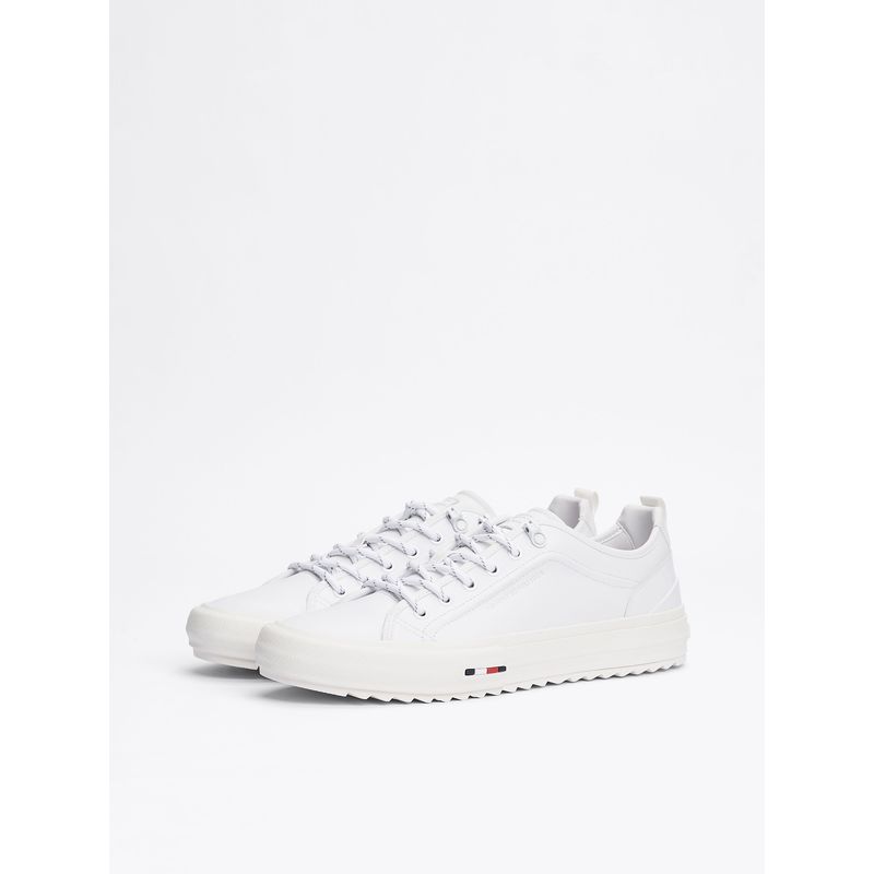 TOMMY HILFIGER - Zapatillas Vulcanizadas Cleat De Cuero Blanco Tommy Hilfiger