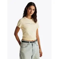 TOMMY HILFIGER - Polera Linear Con Logo Slim Fit Amarillo Tommy Jeans