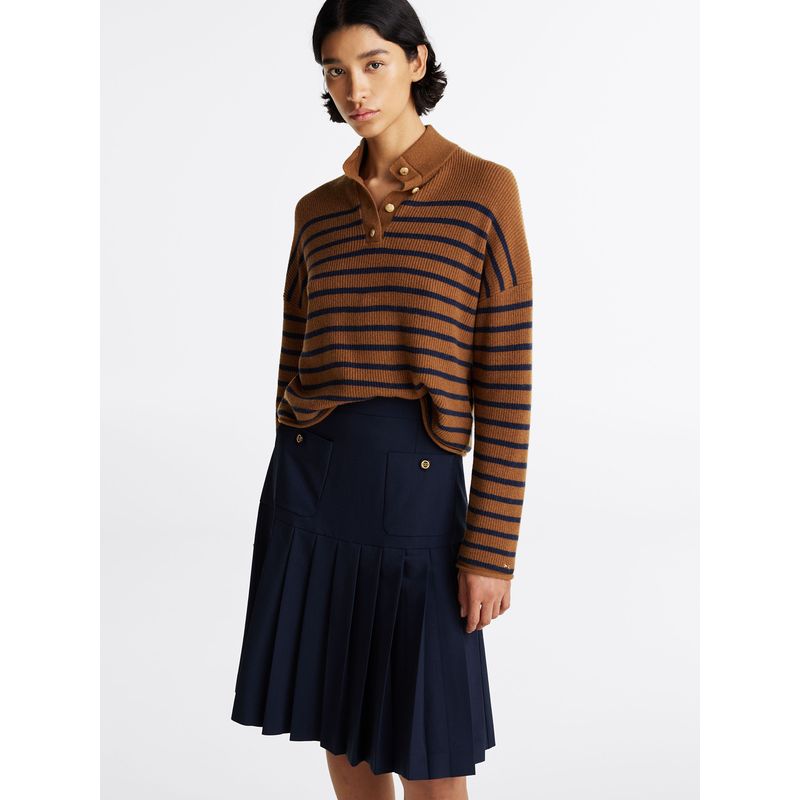 TOMMY HILFIGER - Sweater Gold Button Café Tommy Hilfiger