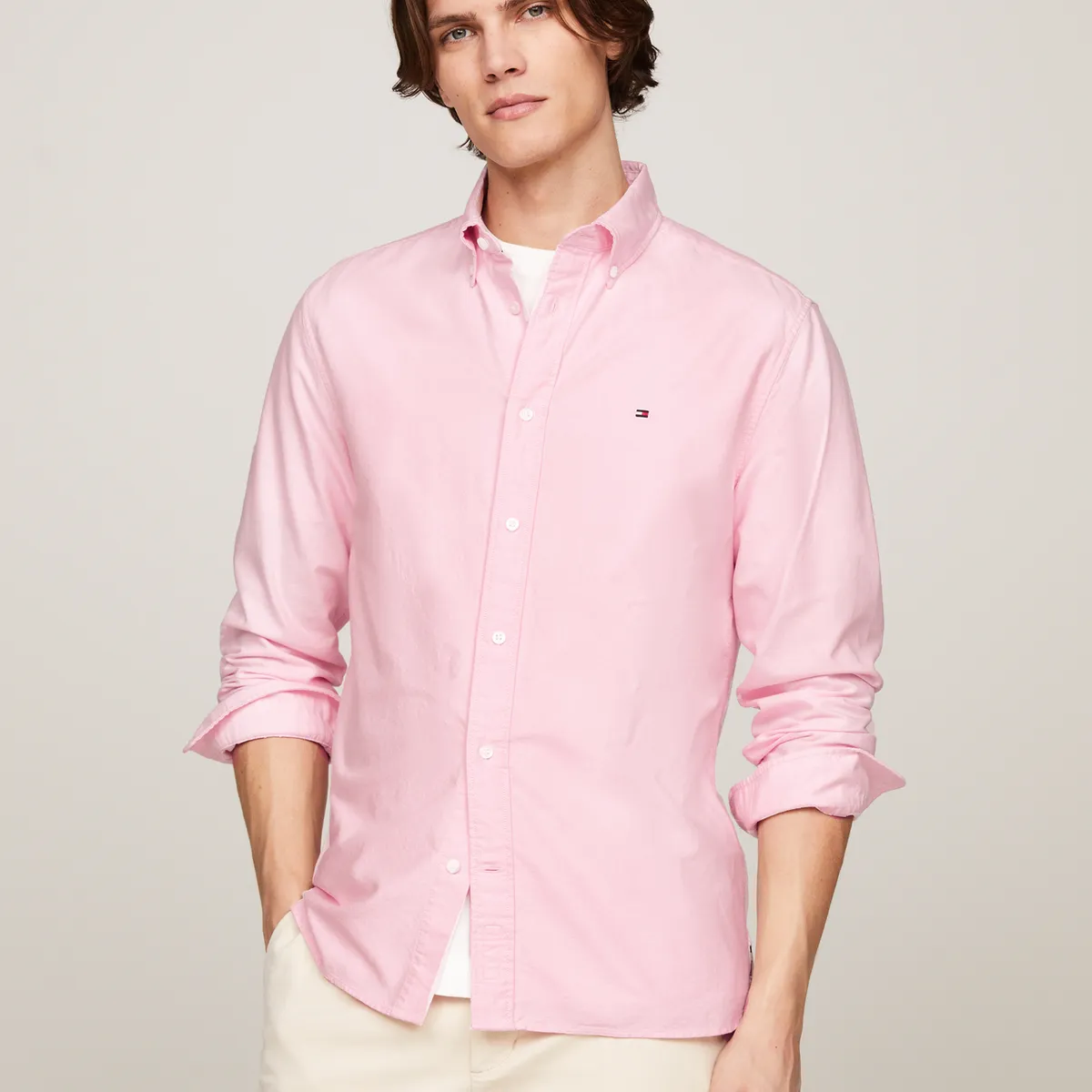 TOMMY HILFIGER - Camisa Oxford Heritage Regular Fit Rosado Tommy Hilfiger