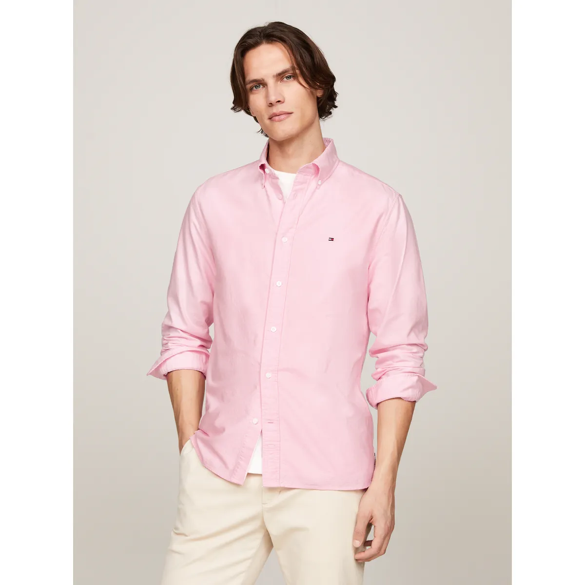 TOMMY HILFIGER - Camisa Oxford Heritage Regular Fit Rosado Tommy Hilfiger