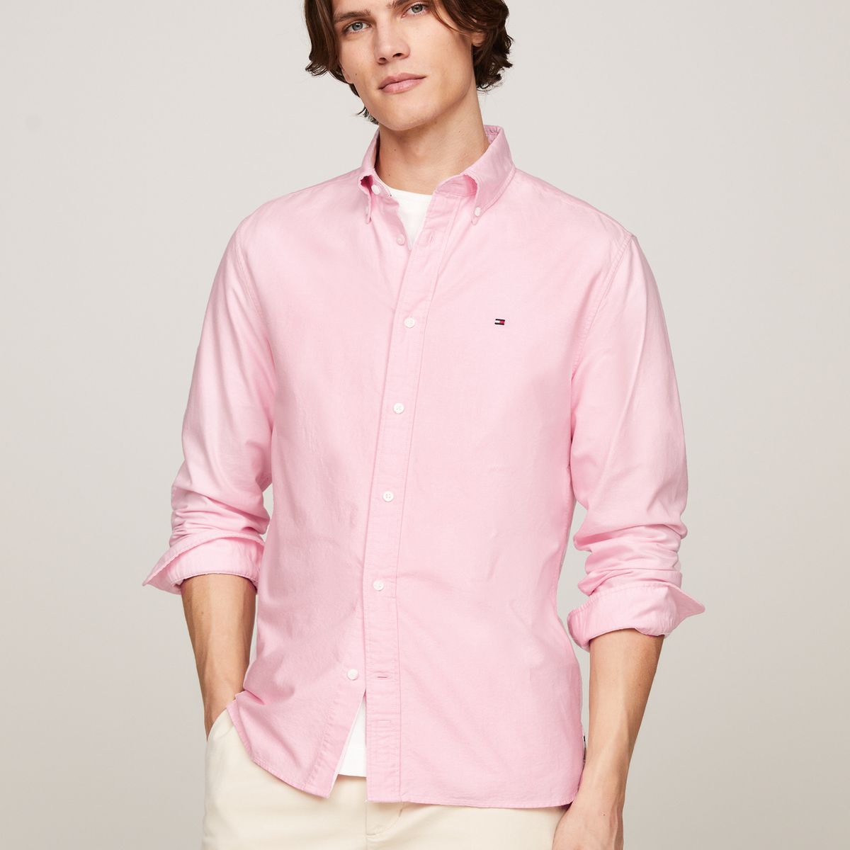 TOMMY HILFIGER - Camisa Oxford Heritage Regular Fit Rosado Tommy Hilfiger