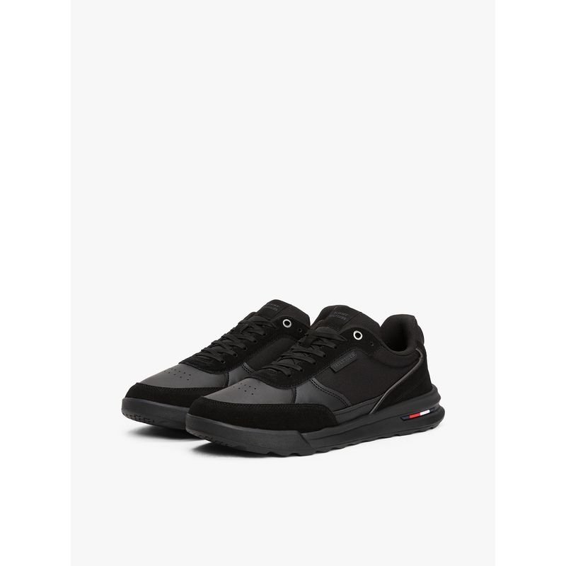 TOMMY HILFIGER - Zapatillas Retro Runner Mix De Cuero Negro Tommy Hilfiger