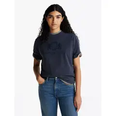TOMMY HILFIGER - Polera Neat Varsity Relaxed Fit Azul