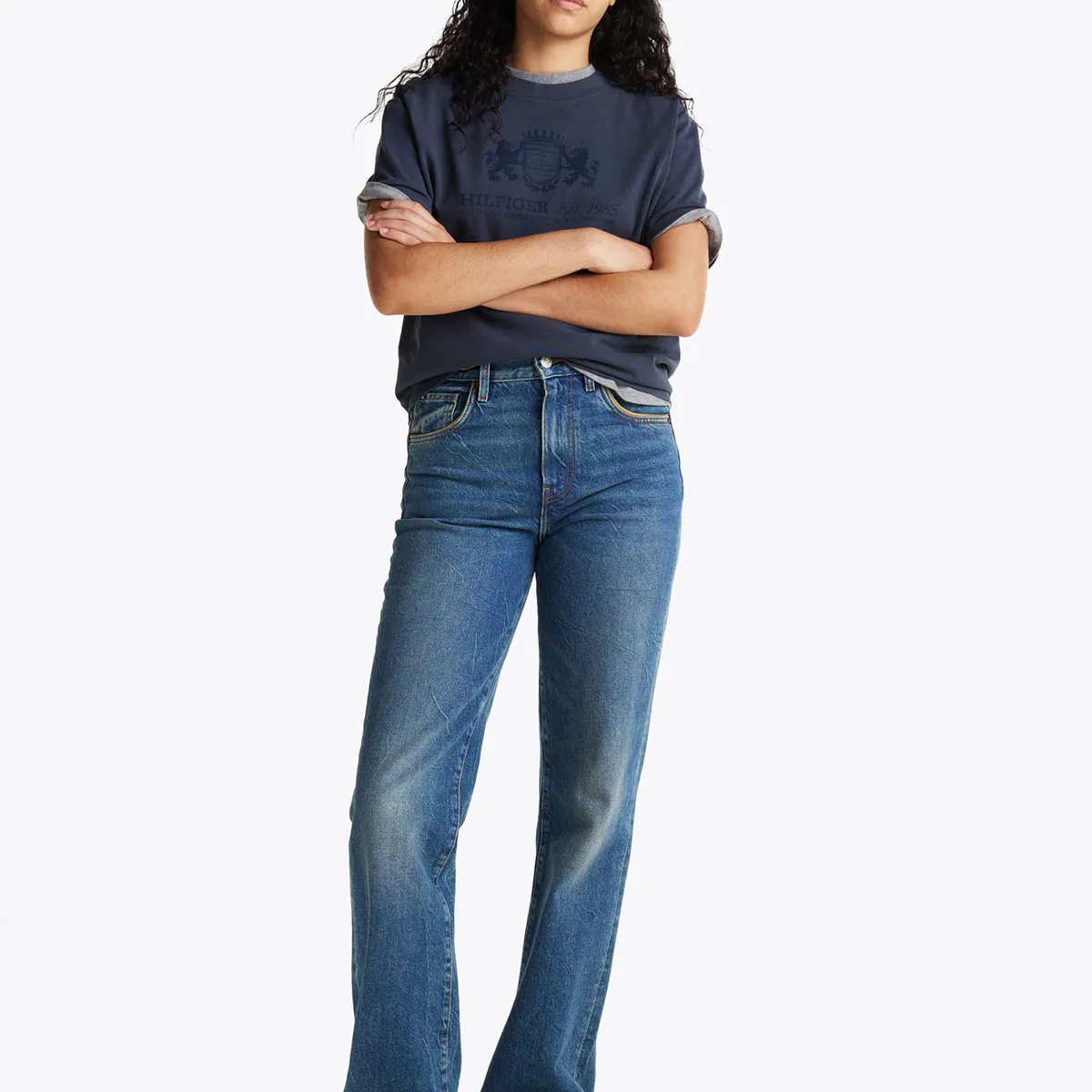 TOMMY HILFIGER - Polera Neat Varsity Relaxed Fit Azul Tommy Hilfiger