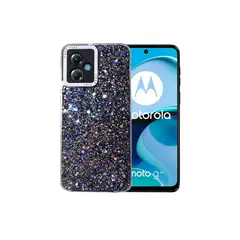 GENERICO - CARCASA PARA MOTOROLA G14 GLITTER CON POP SOCKET COLOR NEGRO