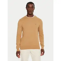 TOMMY HILFIGER - Sweater Básico Signature C-Neck Café