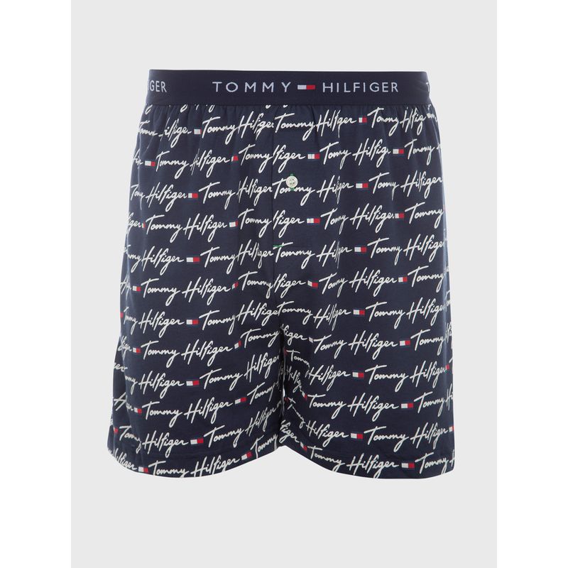 TOMMY HILFIGER - Boxer De Algodón Con Logo Azul Tommy Hilfiger