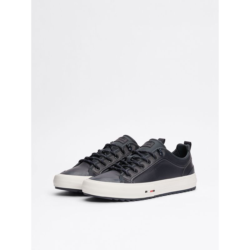 TOMMY HILFIGER - Zapatillas Vulcanizadas Cleat De Cuero Azul Tommy Hilfiger