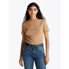 TOMMY HILFIGER - Polera Cropped Slim Fit Beige