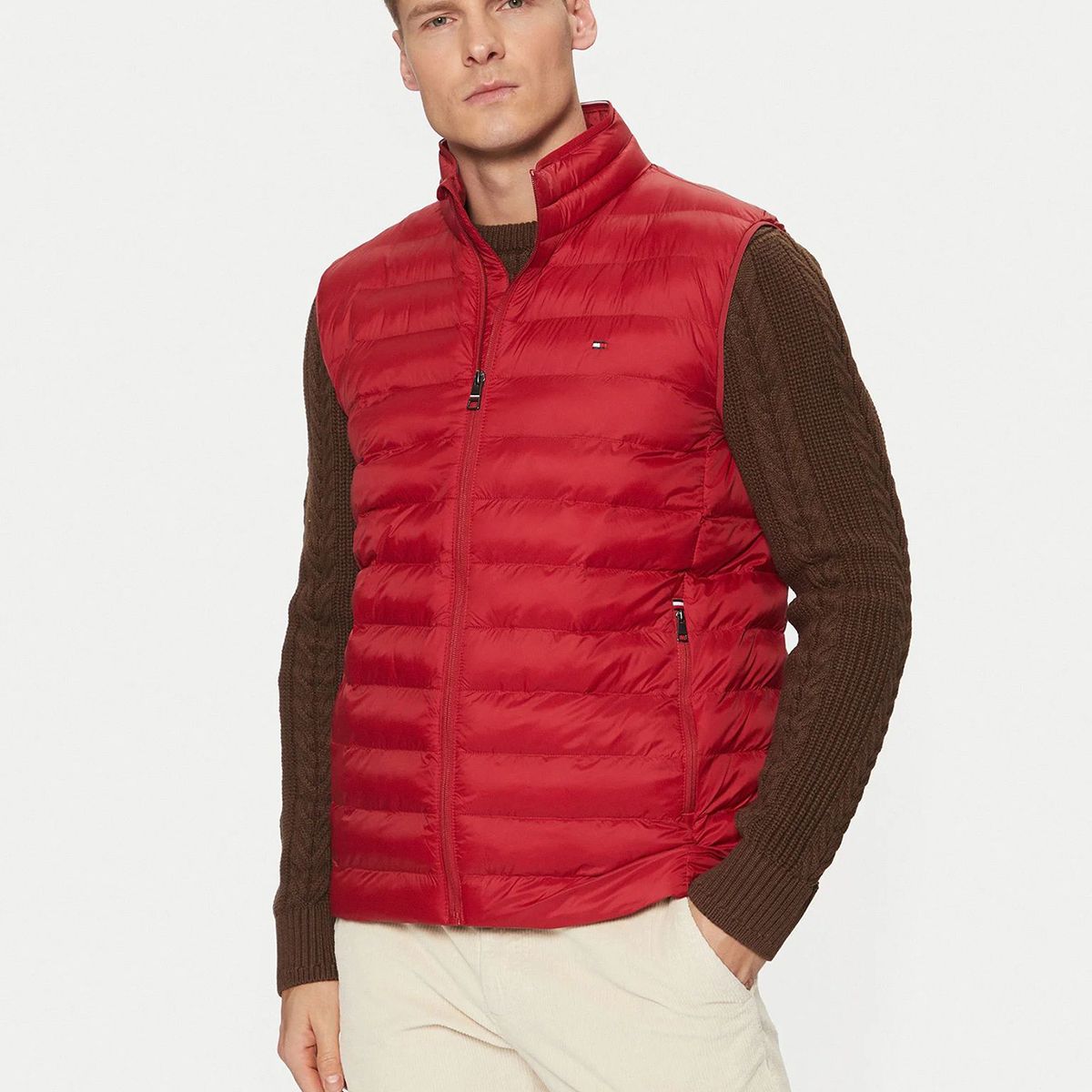 TOMMY HILFIGER - Parka Vest Plegable Repelente Al Agua Rojo Tommy Hilfiger
