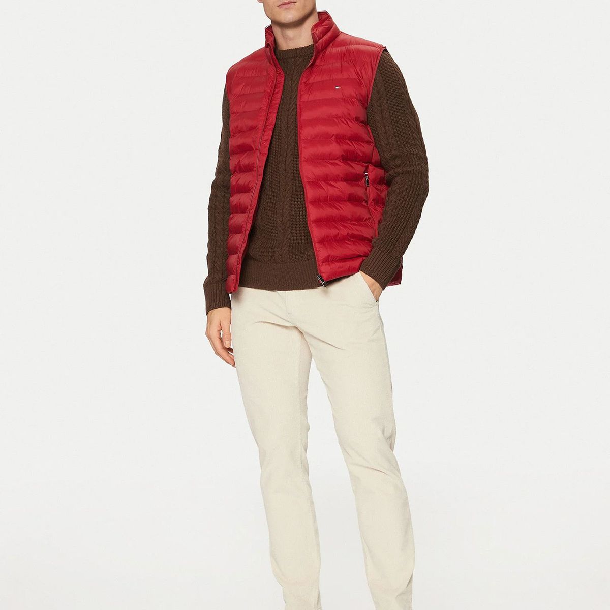 TOMMY HILFIGER - Parka Vest Plegable Repelente Al Agua Rojo Tommy Hilfiger