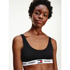 TOMMY HILFIGER - Bralette De Algodón Elástico Negro