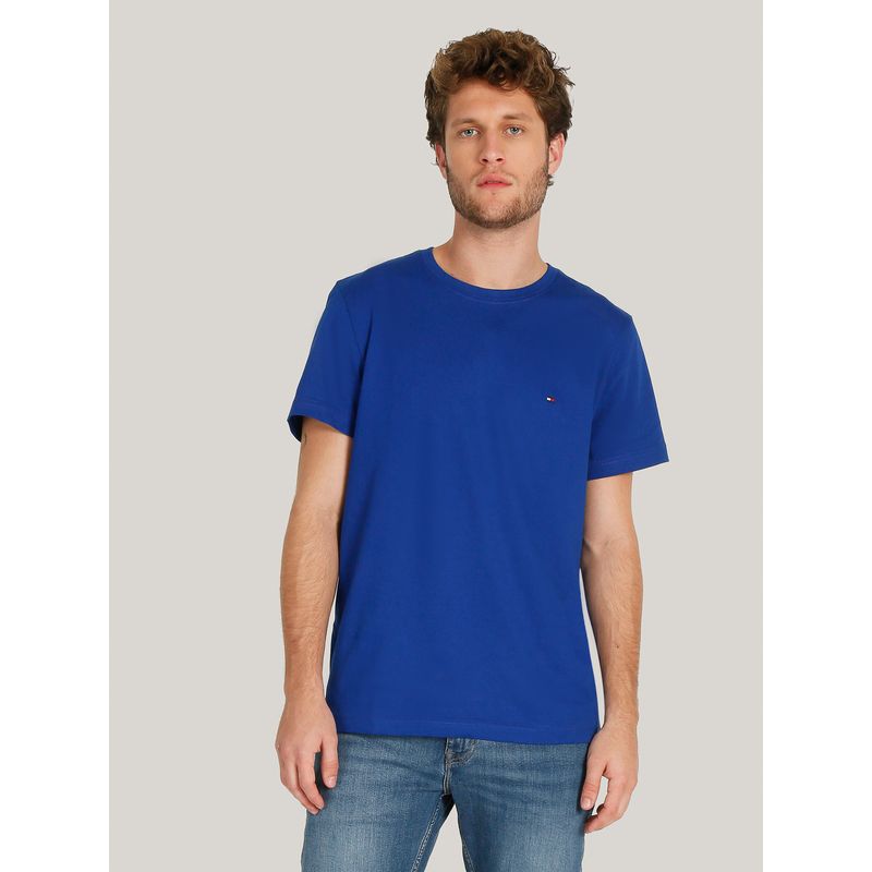 TOMMY HILFIGER - Polera Essential Cotton C-Neck Slim Fit Azul Tommy Hilfiger