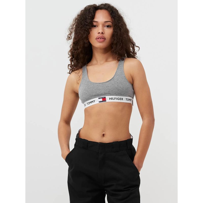 TOMMY HILFIGER - Bralette De Algodón Elástico Gris Tommy Hilfiger