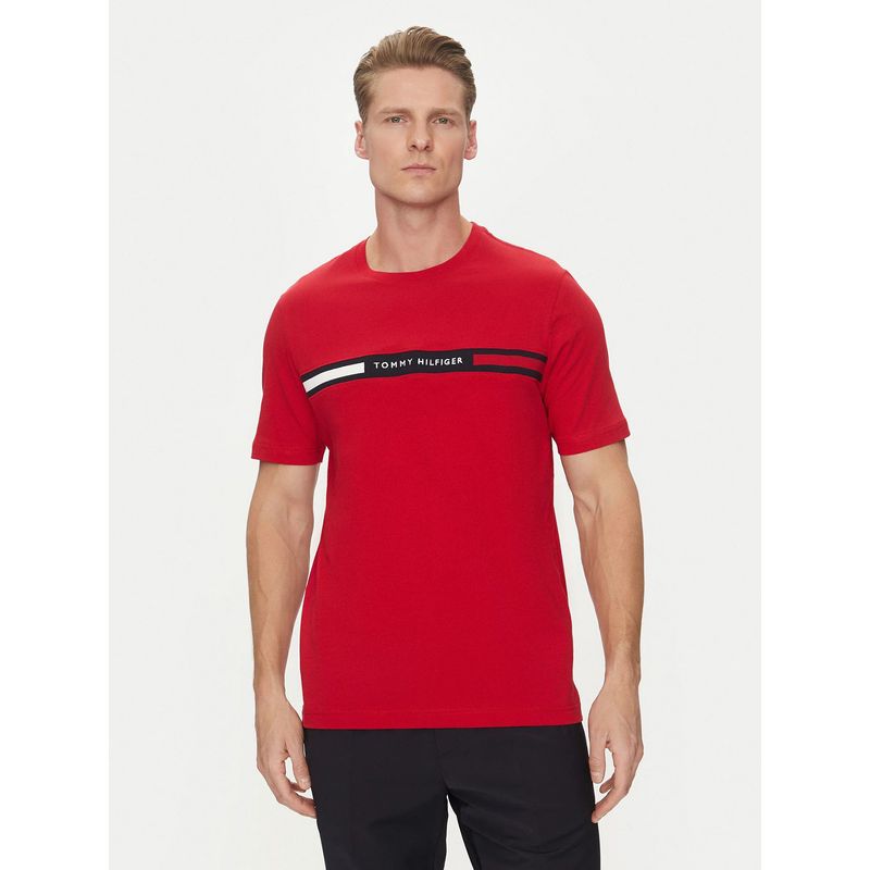 TOMMY HILFIGER - Polera Chest Insert Logo Rojo Tommy Hilfiger