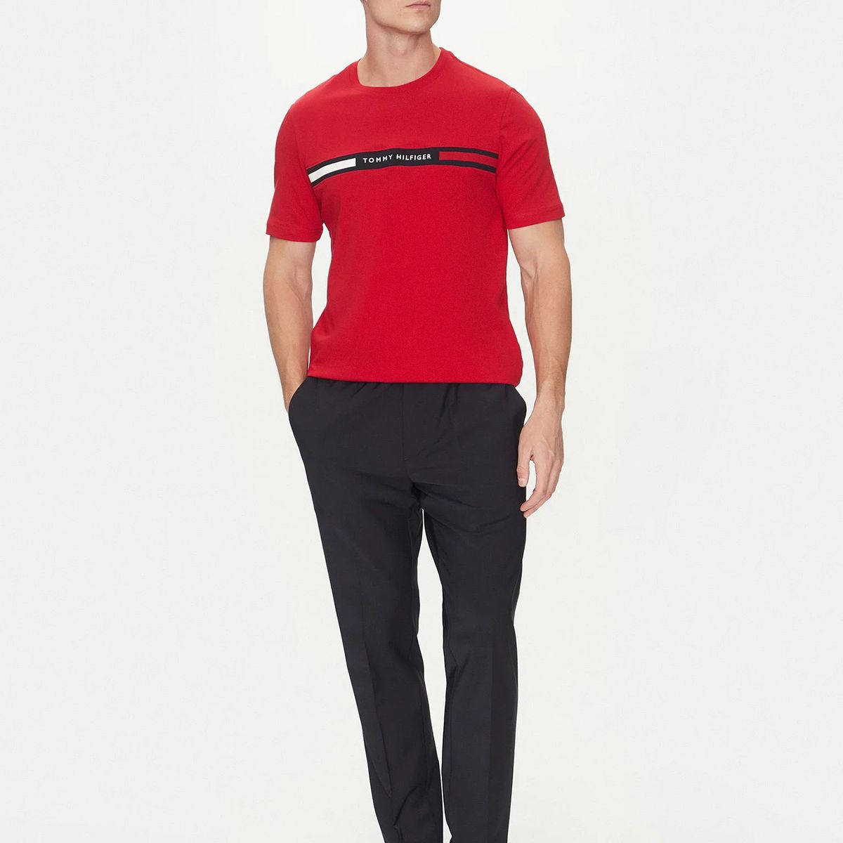TOMMY HILFIGER - Polera Chest Insert Logo Rojo Tommy Hilfiger
