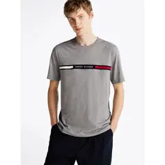 TOMMY HILFIGER - Polera Chest Insert Logo Gris