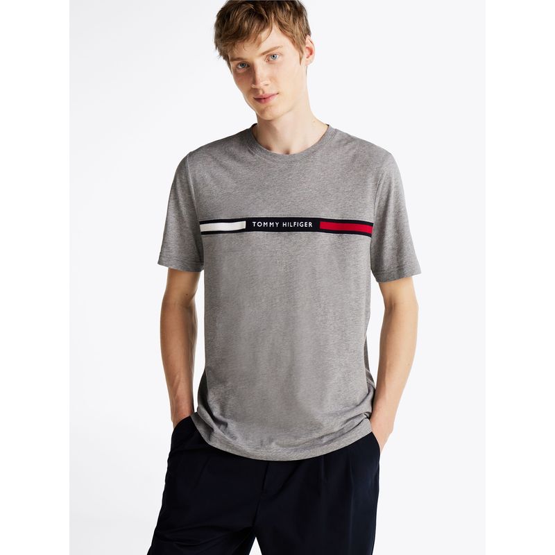 TOMMY HILFIGER - Polera Chest Insert Logo Gris Tommy Hilfiger