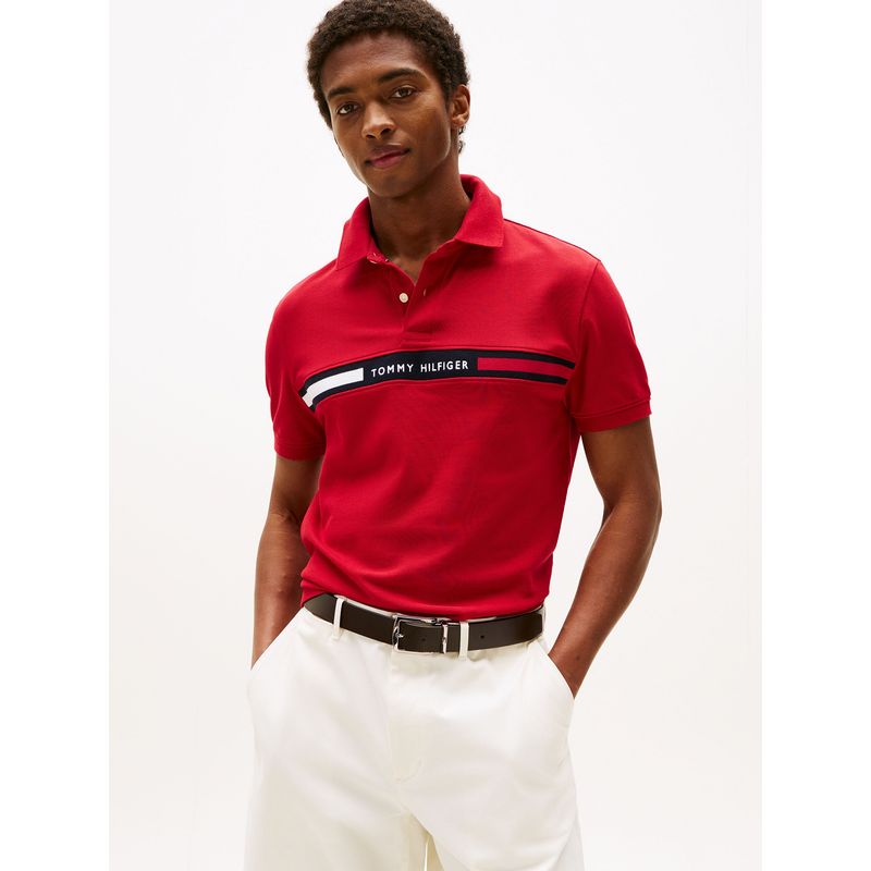 TOMMY HILFIGER - Polo Chest Insert Logo Rojo Tommy Hilfiger_.