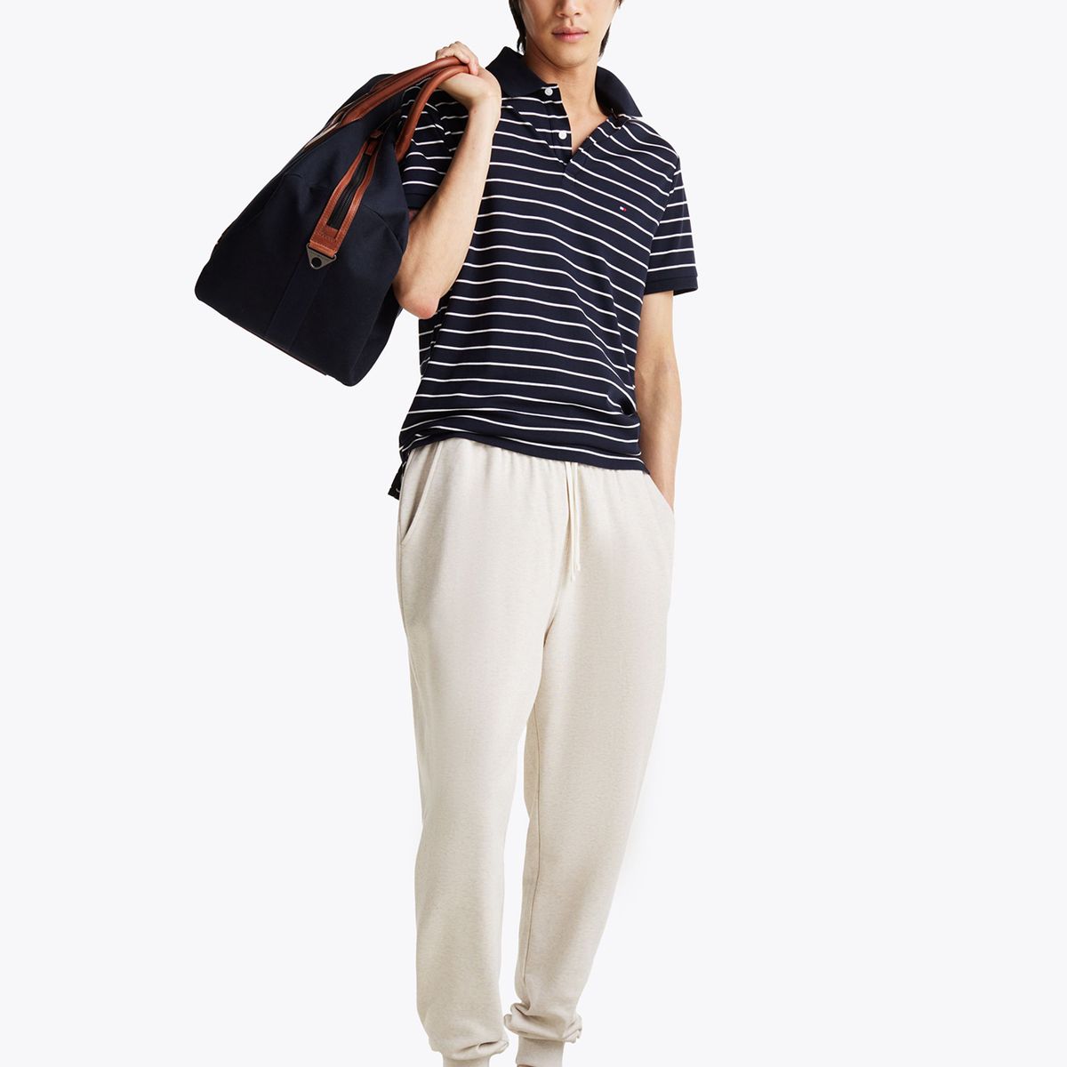 TOMMY HILFIGER - Joggers Essential Terry Con Logo Beige Tommy Hilfiger