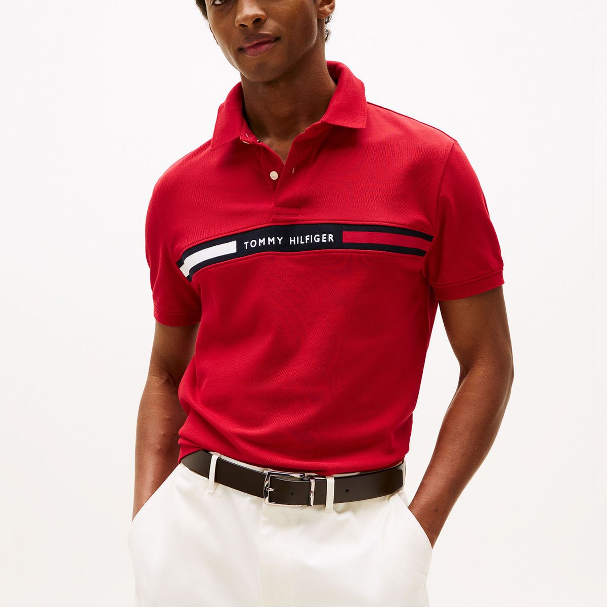 TOMMY HILFIGER - Polo Chest Insert Logo Rojo Tommy Hilfiger