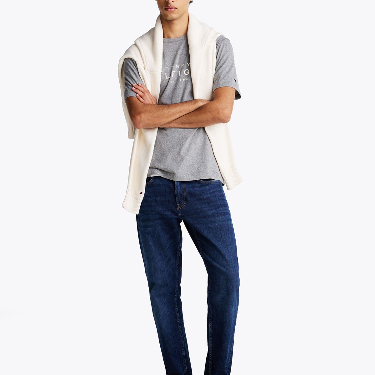 TOMMY HILFIGER - Polera Big Logo Regular Fit Gris Tommy Hilfiger