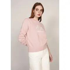 TOMMY HILFIGER - Sweater C-Neck Con Logo Rosado