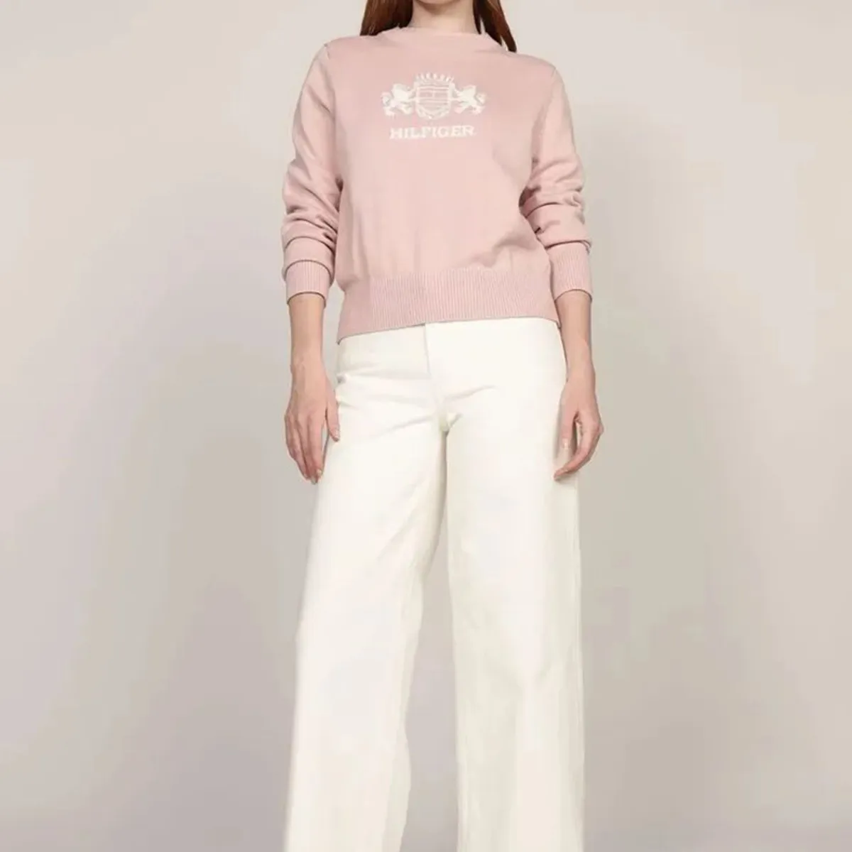 TOMMY HILFIGER - Sweater C-Neck Con Logo Rosado Tommy Hilfiger