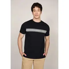 TOMMY HILFIGER - Polera Central Chest Stripe Logo Azul