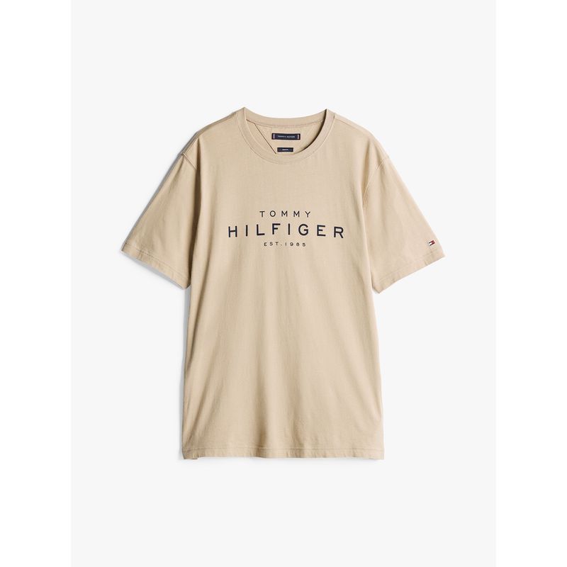 TOMMY HILFIGER Polera Big Logo Regular Fit Beige Tommy Hilfiger