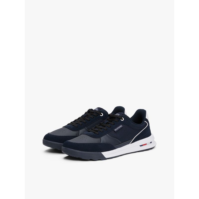 TOMMY HILFIGER - Zapatillas Retro Runner Mix De Cuero Azul Tommy Hilfiger