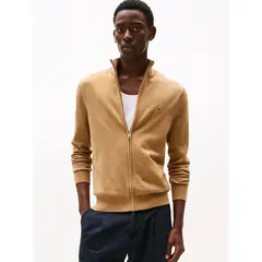 TOMMY HILFIGER - Sweater Essential Cotton Con Cierre Beige