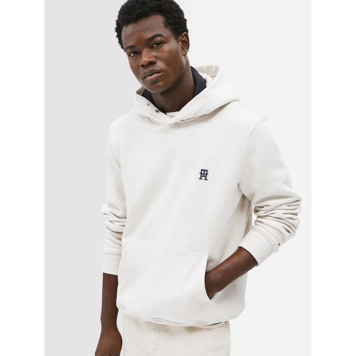 TOMMY HILFIGER - Polerón Hoodie Monograma Th Beige Tommy Hilfiger