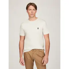 TOMMY HILFIGER - Polera Con Logo Monogram Beige Tommy Hilfiger_.