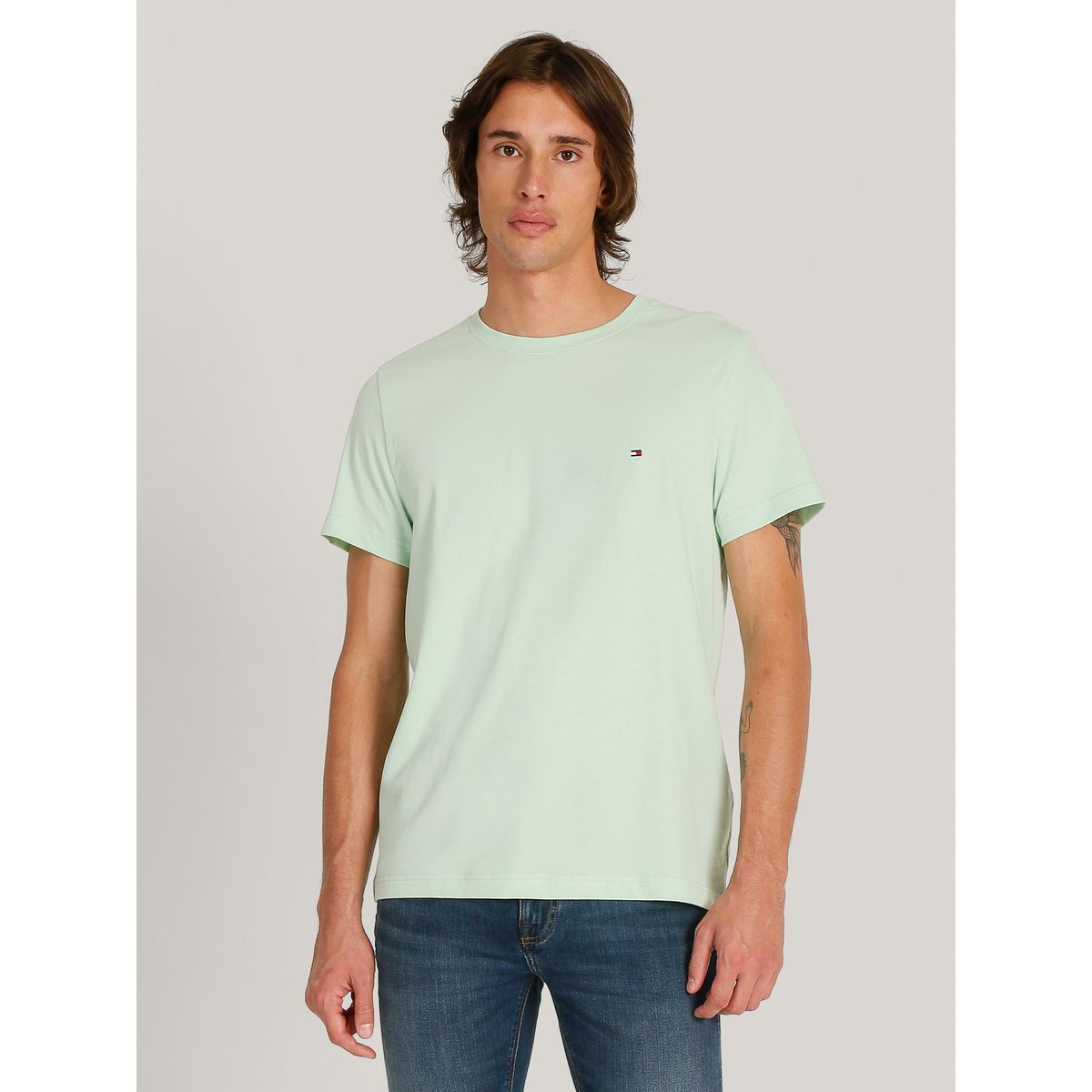 TOMMY HILFIGER - Polera Essential Cotton C-Neck Slim Fit Verde Tommy Hilfiger