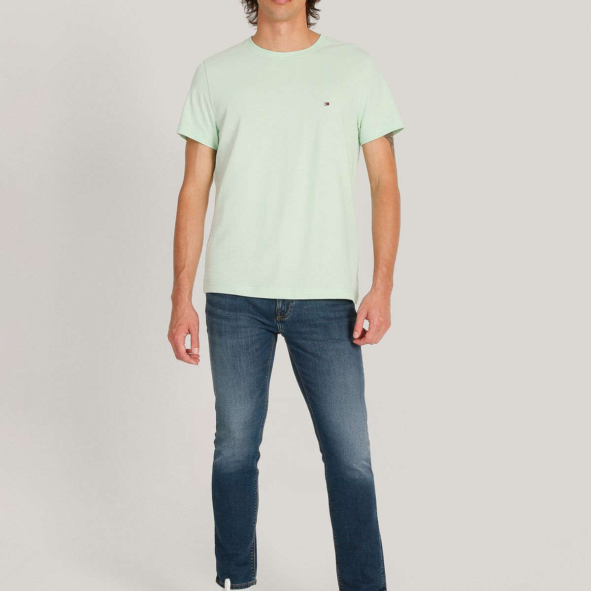 TOMMY HILFIGER - Polera Essential Cotton C-Neck Slim Fit Verde Tommy Hilfiger