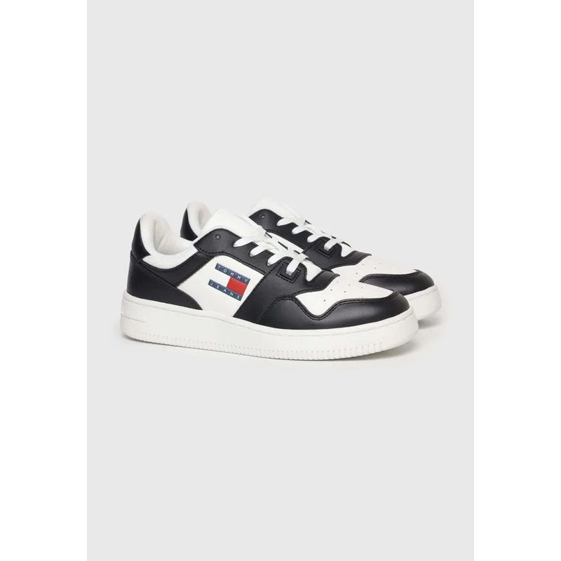 TOMMY HILFIGER - Zapatillas Essential Retro De Cuero Negro Tommy Jeans