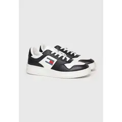 TOMMY HILFIGER - Zapatillas Essential Retro De Cuero Negro Tommy Jeans
