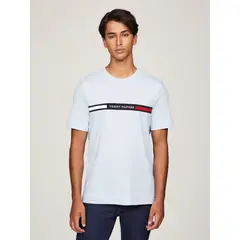 TOMMY HILFIGER - Polera Chest Insert Logo Celeste