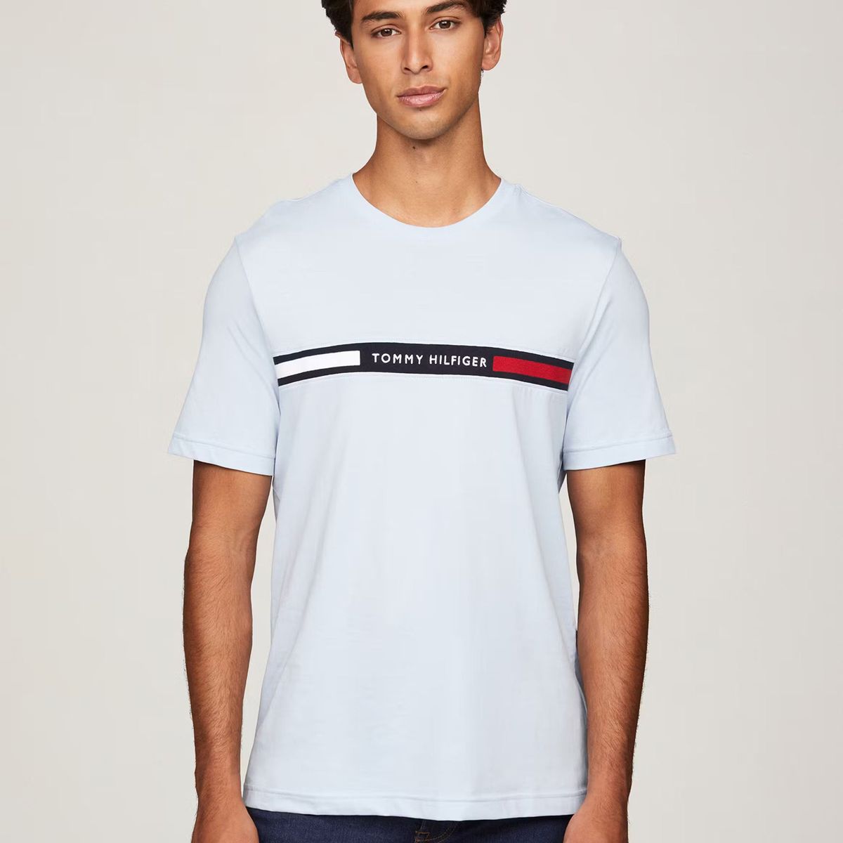 TOMMY HILFIGER - Polera Chest Insert Logo Celeste Tommy Hilfiger