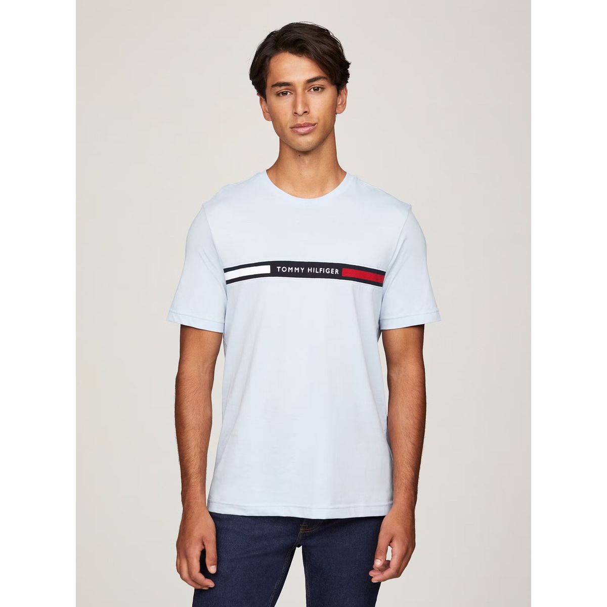 TOMMY HILFIGER - Polera Chest Insert Logo Celeste Tommy Hilfiger