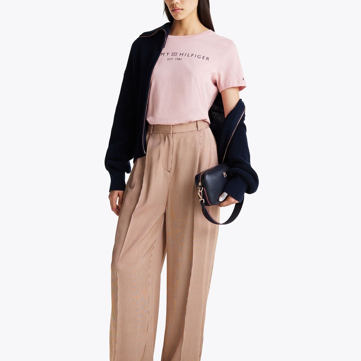 TOMMY HILFIGER - Polera Signature Con Logo Rosado Tommy Hilfiger